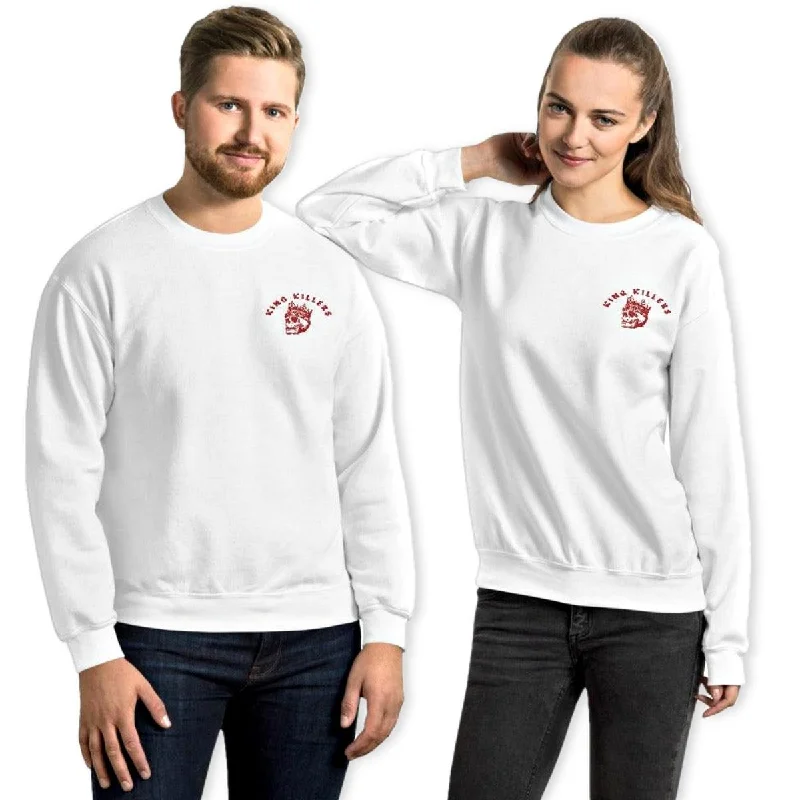 King Killers Embroidered Crewneck Sweatshirt Hoodie with Slit Hem Functional Movement King Killers Embroidered Crewneck Sweatshirt Hoodie with Slit Hem Functional Movement