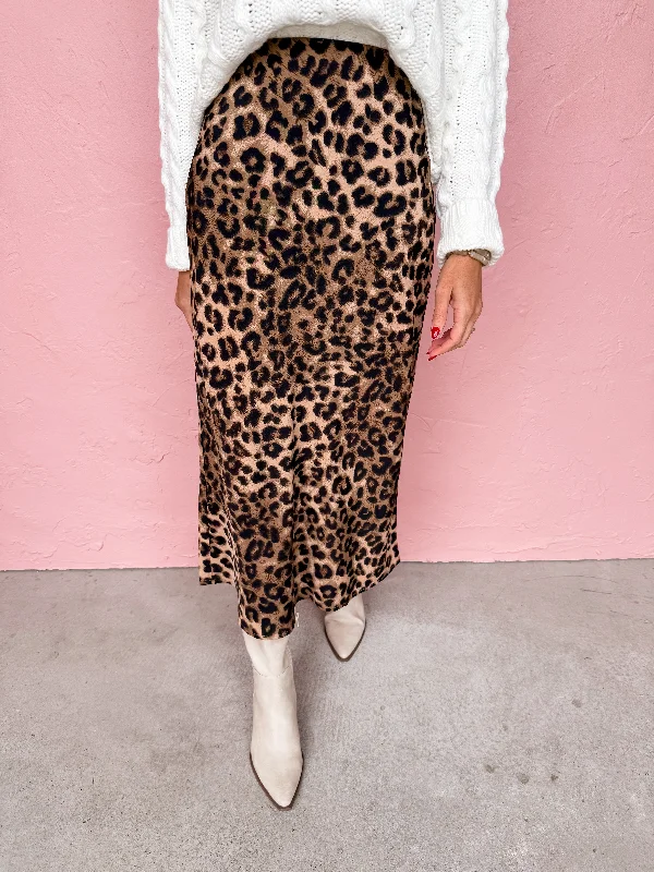 A Little Extra Leopard Midi Skirt corduroy skirt durable