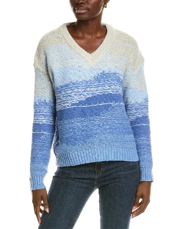 FATE V-Neck Sweater Mesh Sweater Canvas Denim