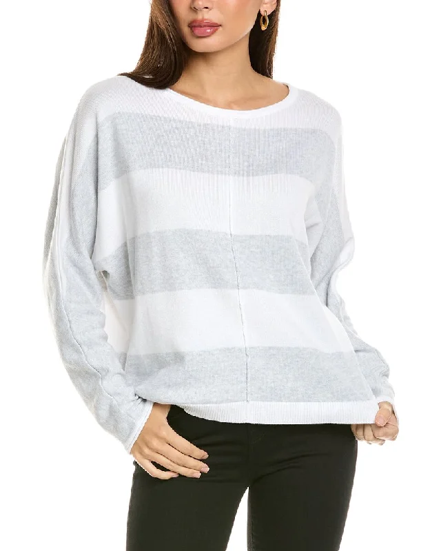 Forte Cashmere Bold Stripe Dolman Sweater Thin Thick Dense