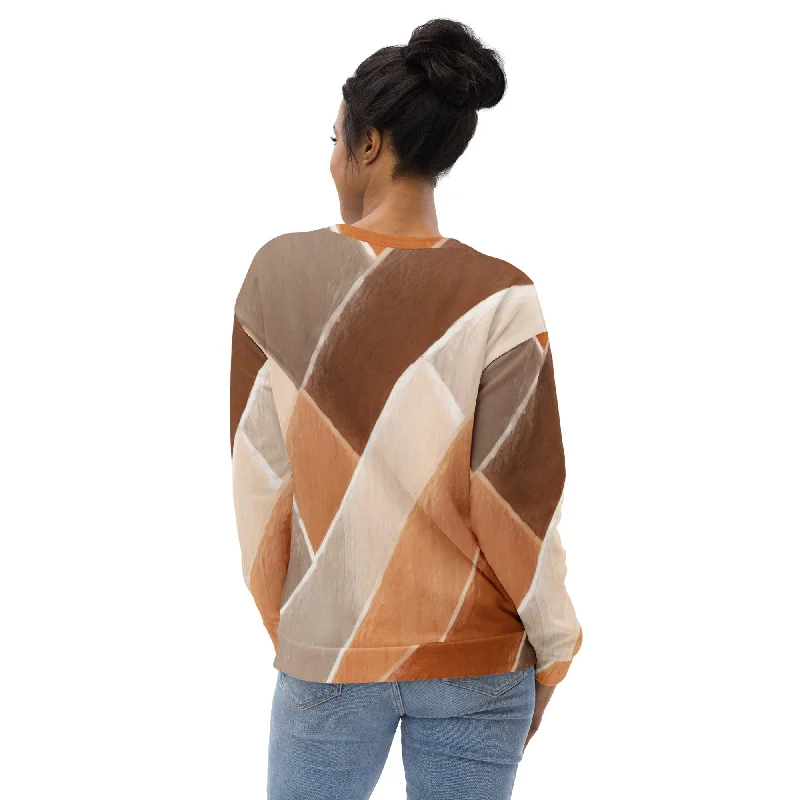 Graphic Sweatshirt for Women Brown Rustic Watercolors Print Hoodie with Mock Neck Collared Structured Graphic Sweatshirt for Women Brown Rustic Watercolors Print Hoodie with Mock Neck Collared Structured