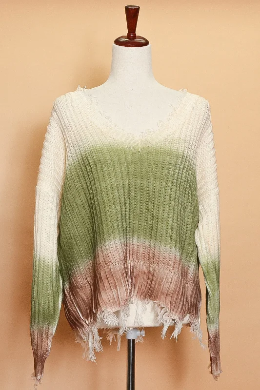 Green Ombre Thick Sweater Fleece Sweater Nylon Polyester