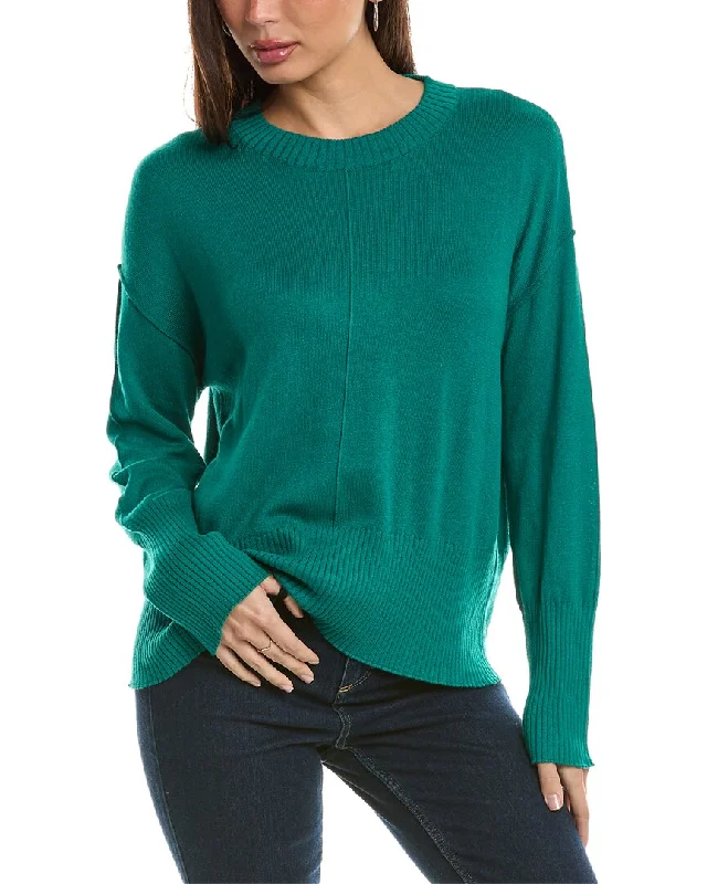 Hannah Rose Bungalow Boxy Cashmere-Blend Sweater Glossy Satin Silk