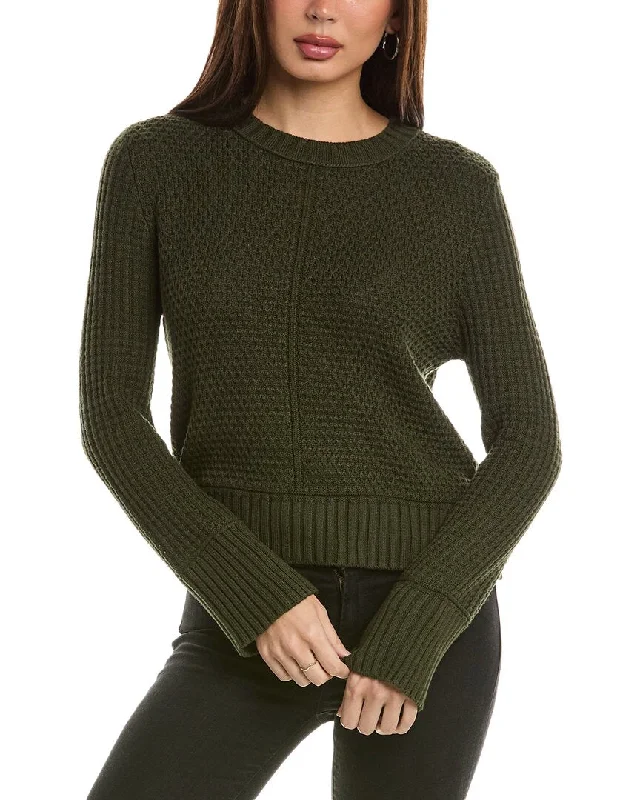 Hannah Rose Honeycomb Knit Cashmere-Blend Sweater Embroidered Appliqued Beaded