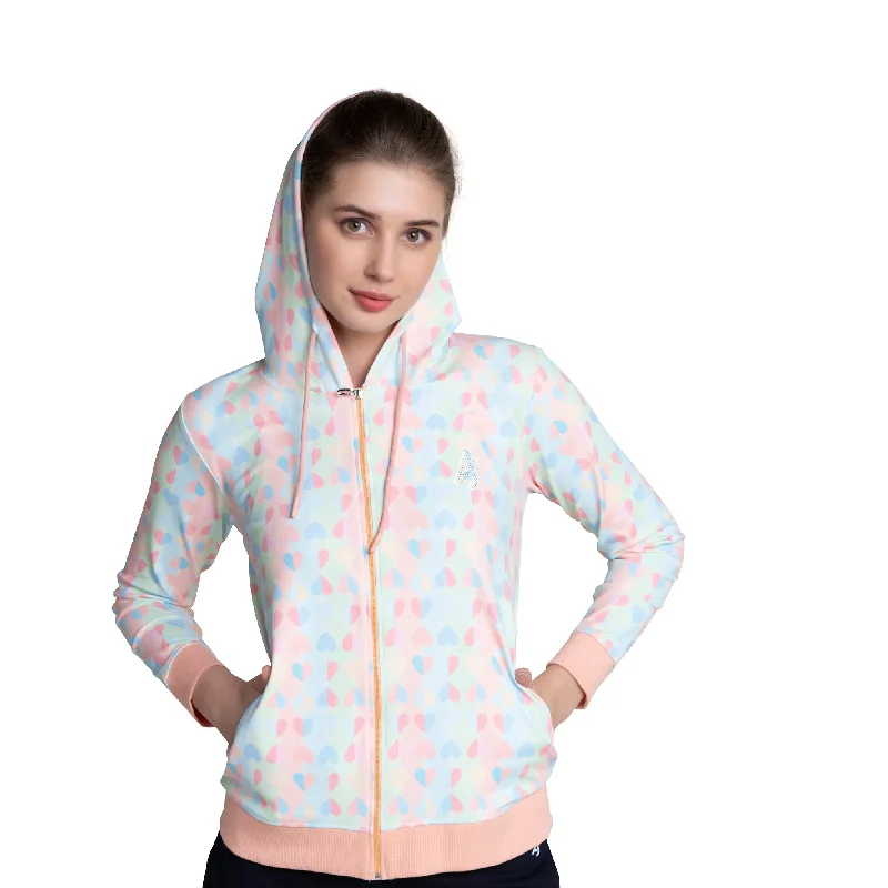 Heart Printed Full Sleeves Zipper Hoodie Sweatshirt For Women Hoodie with Puffed Sleeves Voluminous Trendy Heart Printed Full Sleeves Zipper Hoodie Sweatshirt For Women Hoodie with Puffed Sleeves Voluminous Trendy