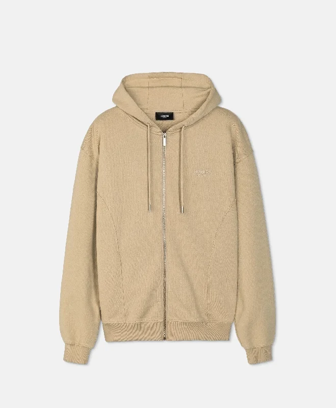 HOMIÉS CLUB ZIPPER HOODIE SAFARI Hoodie with High-Low Hem Asymmetrical Trendy