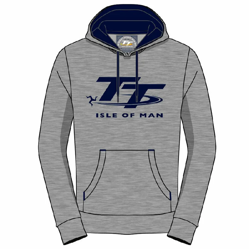 Isle Of Man TT Races Official Grey And Navy Woman's Pull Over Hoodie - 19Lh2 Hoodie with Button Classic Timeless Isle Of Man TT Races Official Grey And Navy Woman's Pull Over Hoodie - 19Lh2 Hoodie with Button Classic Timeless