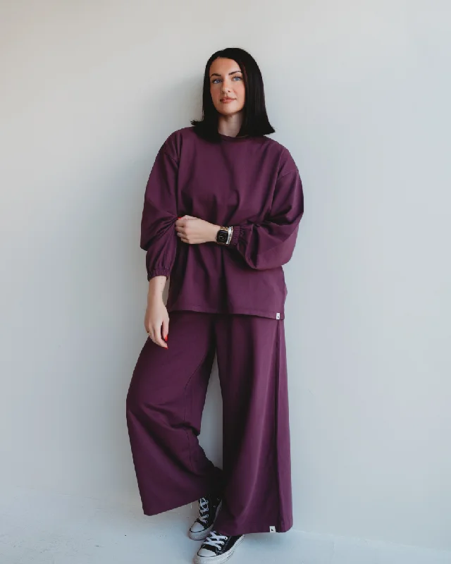 Ivy Relax Plum Sweatshirt Hoodie with Fur Luxurious Winter