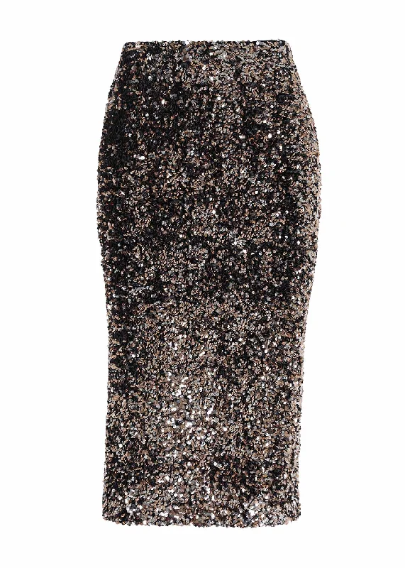 Jubilee Skirt Gold/Silver in Sequinned Velvet linen skirt airy