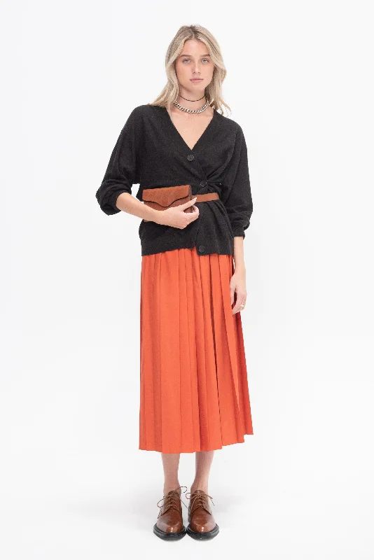 Kick Pleat Exclusive Pleated Skirt, Orange lace skirt romantic