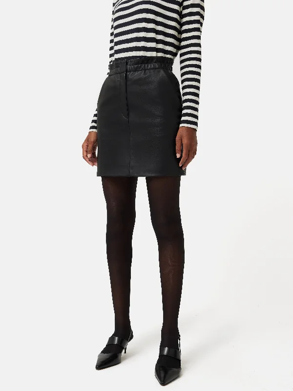 Leather Mini Skirt | Black linen skirt relaxed