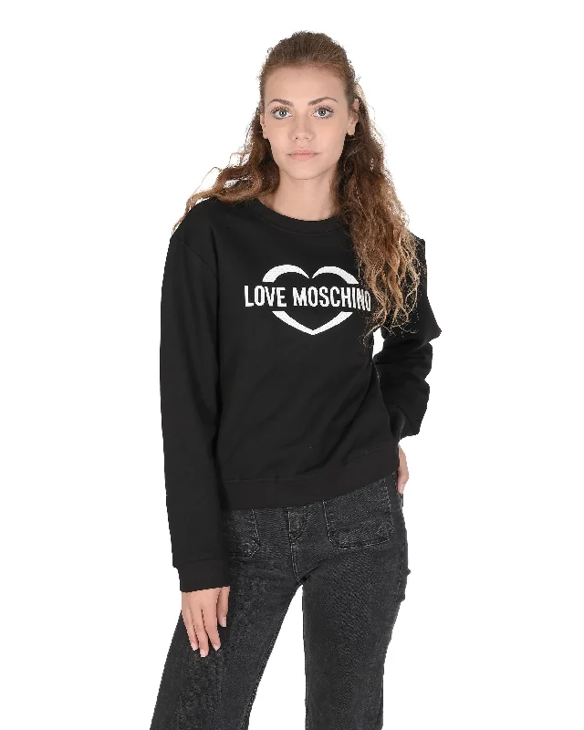 Love Moschino Womens Sweatshirt W 6 306 55 M 4055 C74 BLACK Hoodie with Hem Patch Decorative Personalized Love Moschino Womens Sweatshirt W 6 306 55 M 4055 C74 BLACK Hoodie with Hem Patch Decorative Personalized