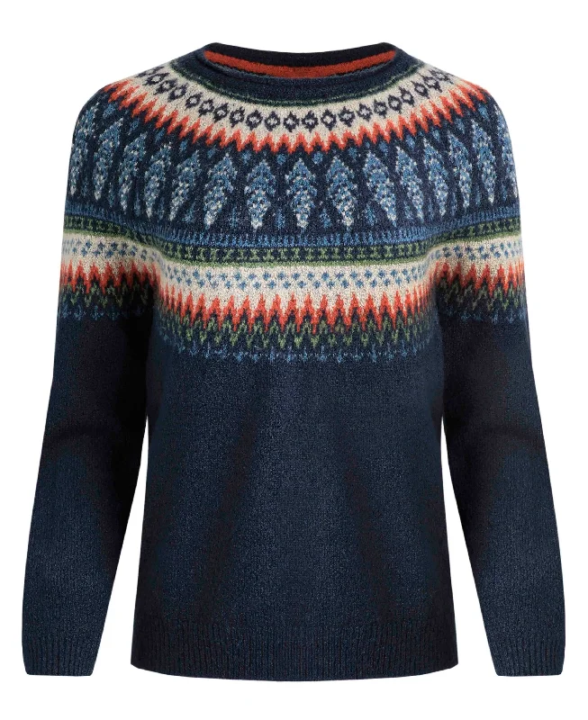 Lowell Eco Fair Isle Jumper - Navy Wool Sweater Cotton Sweater Cashmere Sweater