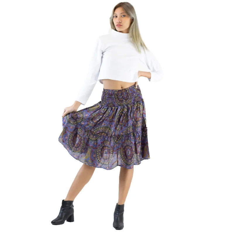 Mandala 114 Women's Skirt in Bright Navy SK0090 020114 02 velvet skirt sumptuous