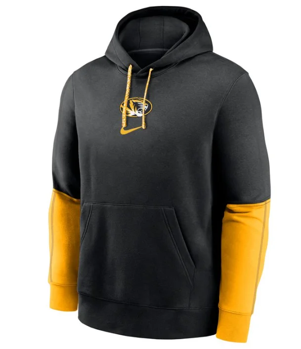 Mizzou Tigers Nike® 2024 Women's Essential Color Block Oval Tiger Head Hoodie Hoodie with Contrast Stitching Detailed Premium Mizzou Tigers Nike® 2024 Women's Essential Color Block Oval Tiger Head Hoodie Hoodie with Contrast Stitching Detailed Premium