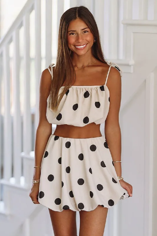 My Best Idea Crop Top and Mini Skirt Set - Taupe and Black lace skirt feminine