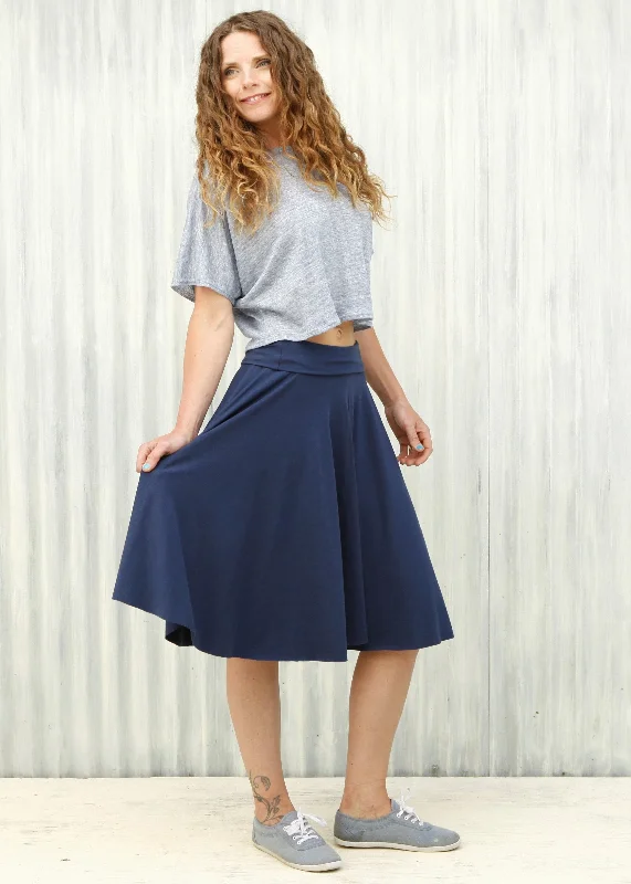 Navy Lailia Circle Skirt linen skirt breathable