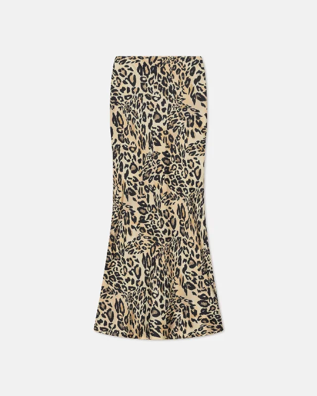 Sabeen - Printed Twill-Silk Midi Skirt - Leopard floral skirt print