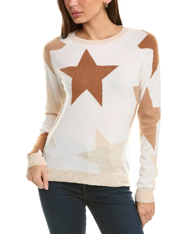 philosophy Raglan Tri-Color Star Cashmere Sweater Zippered Buttoned Snapped