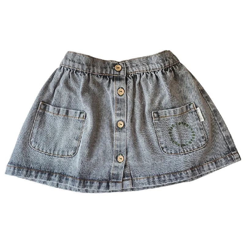 PIUPIUCHICK WASHED GREY DENIM SHORT SKIRT WITH POCKET wrap skirt elegant