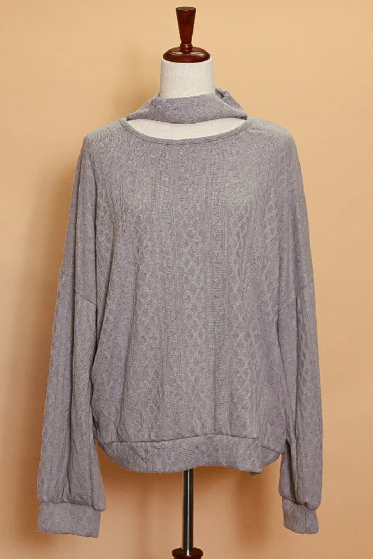 Plus Grey Chocker Sweater Slim Fit Regular Fit Oversized