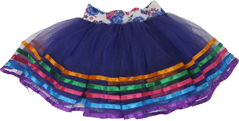 Rainbow Striped Ribbon Trim Purple Tutu Skirt denim skirt durable