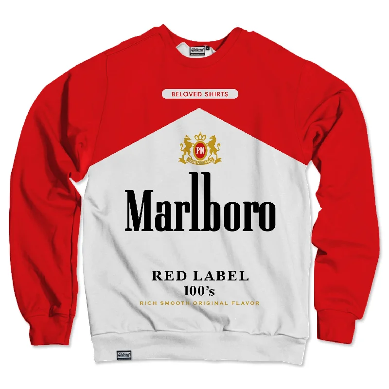 Red Label Unisex Sweatshirt Hoodie with Contrast Stitching Detailed Premium