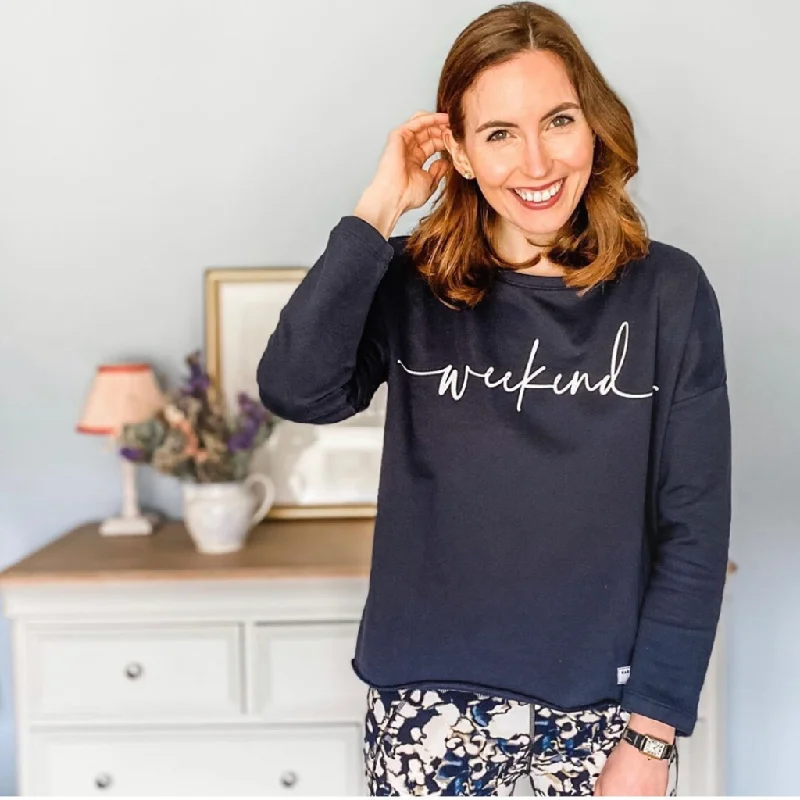 Navy Weekend Sweatshirt Hoodie with Double Zipper Versatile Adjustable