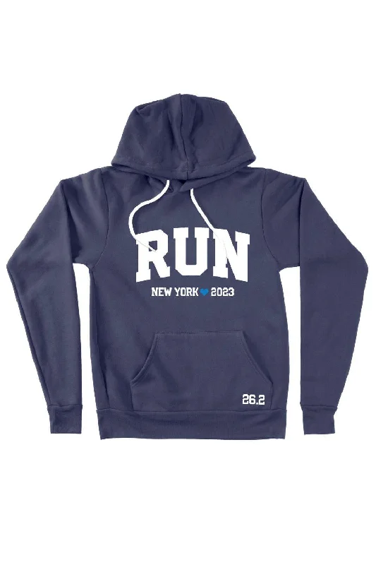 Run New York 2023 Hoodie Hoodie with Hidden Zipper Minimalist Clean