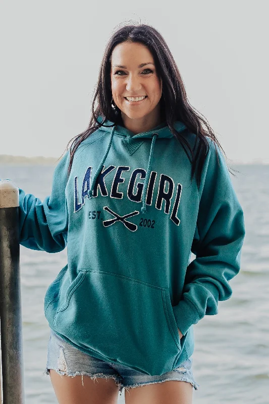 Sanded Fleece Hooded Sweatshirt in Dark Teal Hoodie with Zipper Versatile Modern