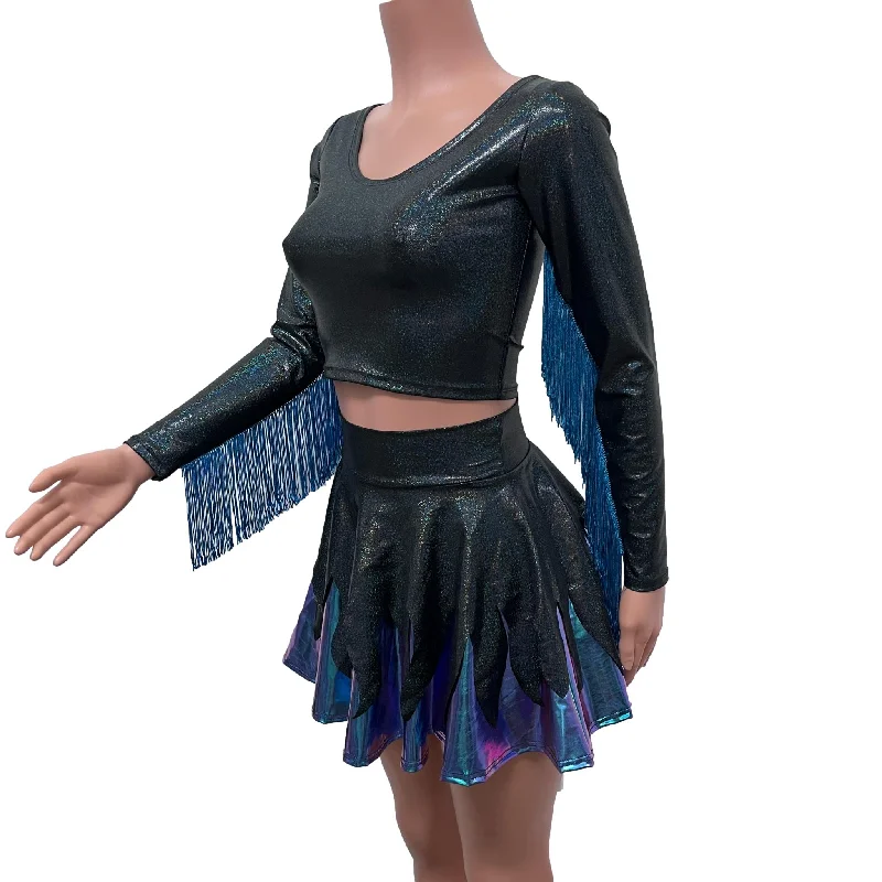 Sea Witch Costume | Tentacle Skirt and Fringe Sleeve Top | Ursula Outfit chiffon skirt flowing