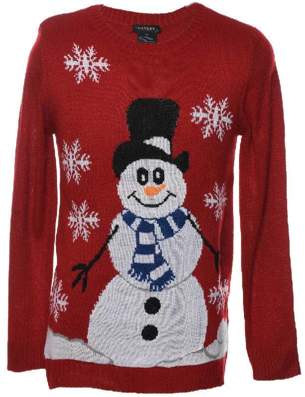 Snowman Christmas Jumper - S Wool Sweater Cotton Sweater Cashmere Sweater