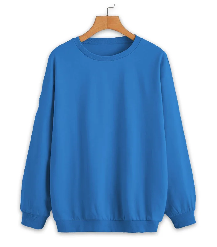 Vimal Jonney Blue Solid Round Neck Cotton Fleece Sweatshirt for Women Hoodie with Rhinestones Sparkly Elegant Vimal Jonney Blue Solid Round Neck Cotton Fleece Sweatshirt for Women Hoodie with Rhinestones Sparkly Elegant