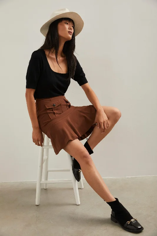 Straight skirt with flared bottom corduroy skirt cozy