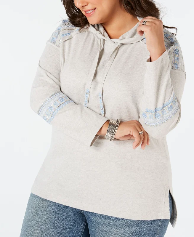 Plus Size Cotton Embellished Hoodie Sweatshirt Hoodie with Oversized Fit Loose Comfortable Plus Size Cotton Embellished Hoodie Sweatshirt Hoodie with Oversized Fit Loose Comfortable
