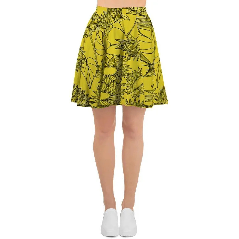 Sunflower Yellow Print Women's Skirt denim skirt stylish