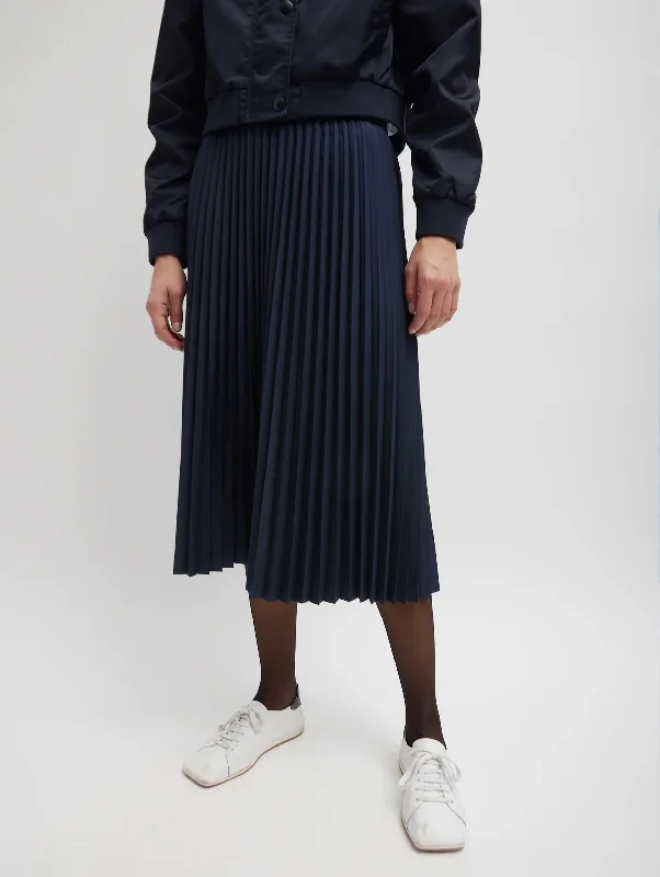 Sunray Pleating Skirt in Navy cashmere skirt soft