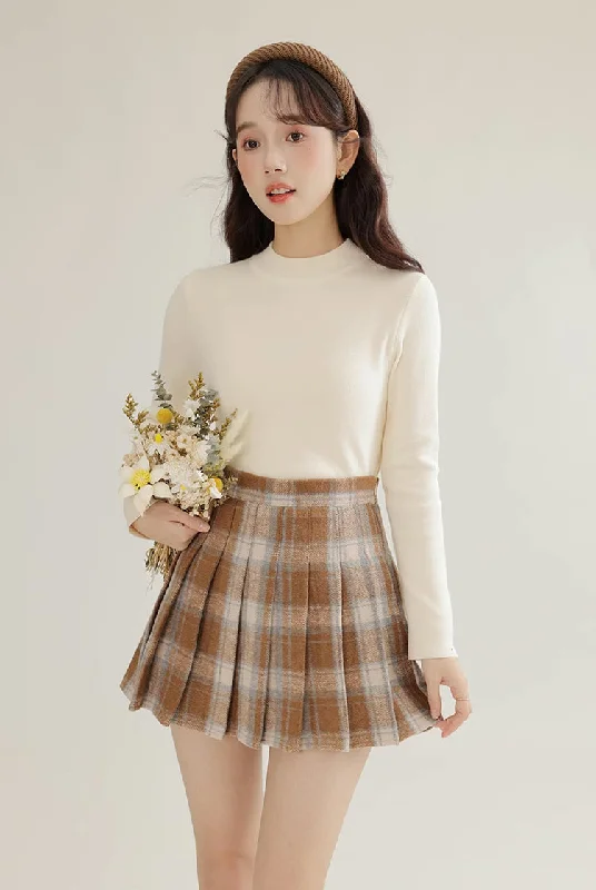 Toasted Plaid Pleated Tennis Skirt (3 Colors) asymmetrical skirt cut