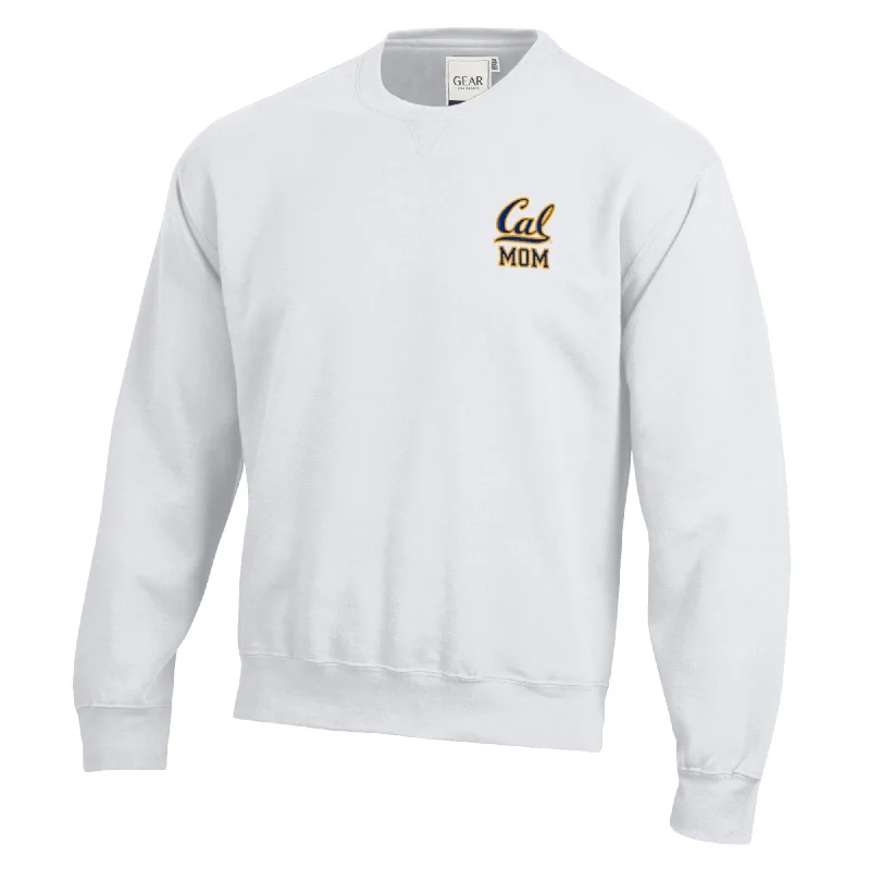 U.C. Berkeley Cal Mom embroidered cotton rich crew-neck sweatshirt-White Hoodie with Reflective Safety Nightwear U.C. Berkeley Cal Mom embroidered cotton rich crew-neck sweatshirt-White Hoodie with Reflective Safety Nightwear