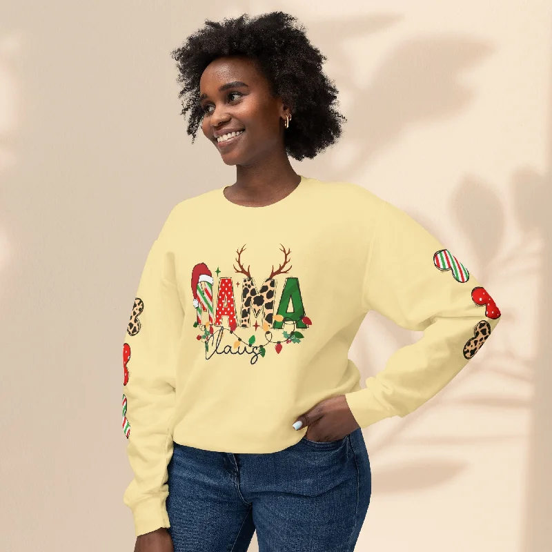 Unisex Lightweight Crewneck Sweatshirt - Mama Claus Hoodie with Cuffed Sleeves Snug Secure Unisex Lightweight Crewneck Sweatshirt - Mama Claus Hoodie with Cuffed Sleeves Snug Secure
