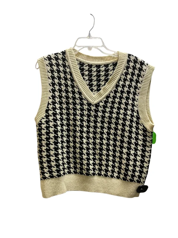 Vest Sweater By Romwe In Black & Cream, Size: M Sweater Knitwear Pullover