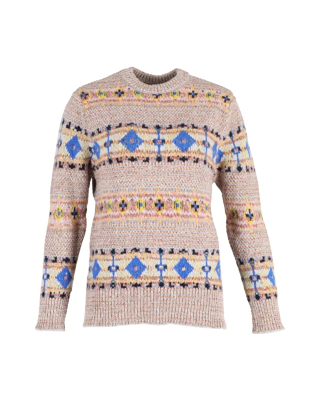 Victoria Beckham Fair Isle Knit Sweater in Multicolor Wool Fleece Sweater Nylon Polyester