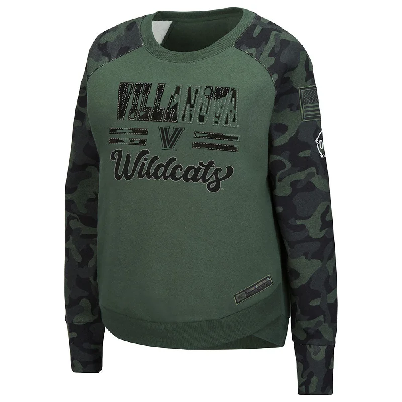 Ladies Villanova Wildcats OHT Frank Camo Crew Sweatshirt Hoodie with Camouflage Military Edgy Ladies Villanova Wildcats OHT Frank Camo Crew Sweatshirt Hoodie with Camouflage Military Edgy