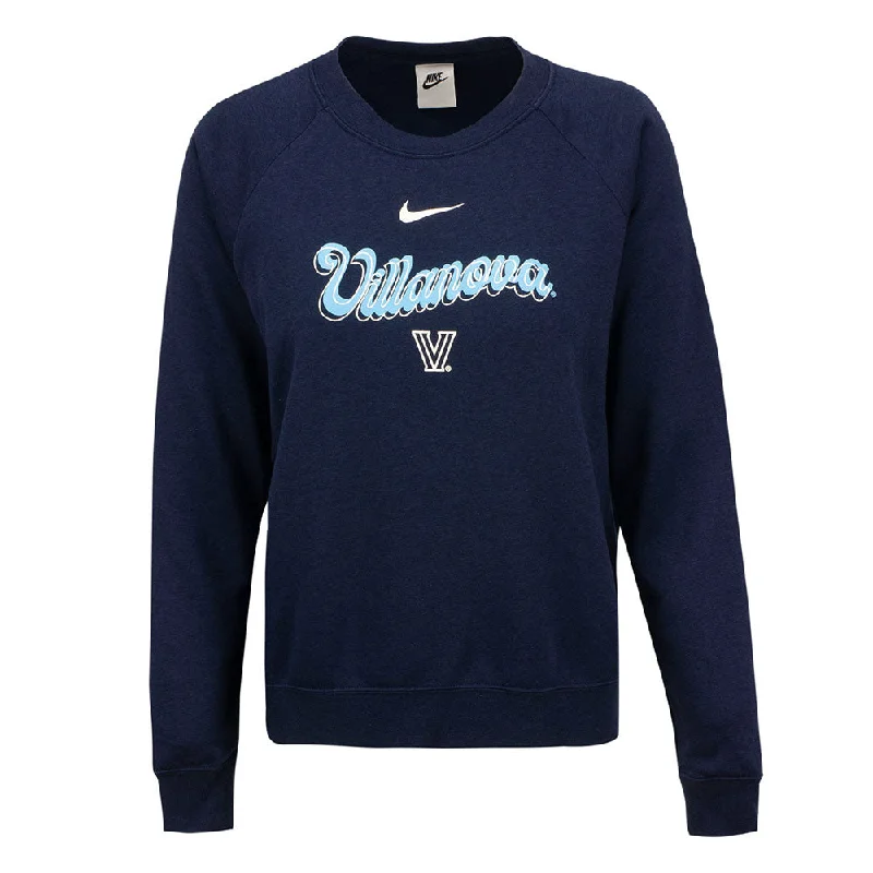 Ladies Villanova Wildcats Nike Stacked Script Crew Sweatshirt Hoodie with Turtle Neck Cozy Winter Ladies Villanova Wildcats Nike Stacked Script Crew Sweatshirt Hoodie with Turtle Neck Cozy Winter