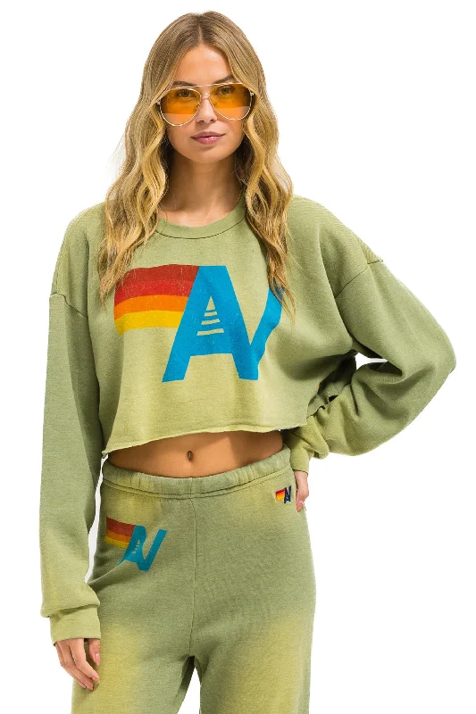 VINTAGE LOGO CROPPED CREW SWEATSHIRT RELAXED - FADED ARMY Hoodie with Pocket Utility Practical VINTAGE LOGO CROPPED CREW SWEATSHIRT RELAXED - FADED ARMY Hoodie with Pocket Utility Practical