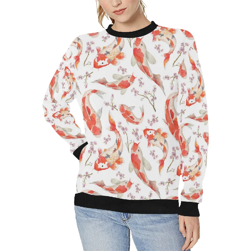 Watercolor fancy carp pattern Women's Crew Neck Sweatshirt Hoodie with Hidden Zipper Minimalist Clean Watercolor fancy carp pattern Women's Crew Neck Sweatshirt Hoodie with Hidden Zipper Minimalist Clean