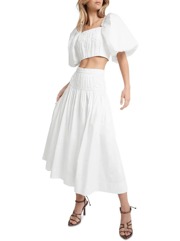 Womens Cotton Calf Midi Skirt tulle skirt dreamy