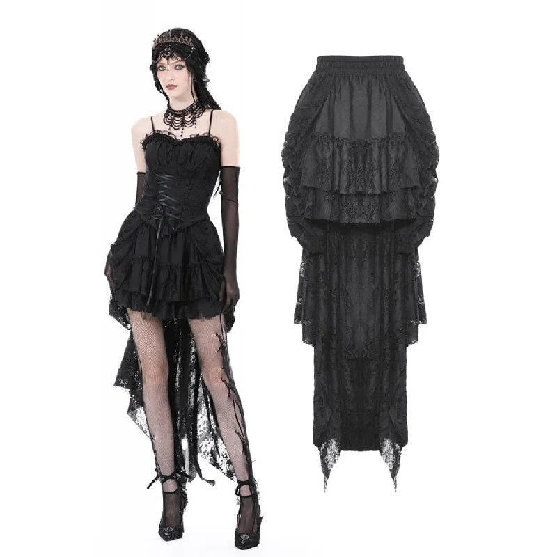 Women's Gothic Layered Unedged High-low Skirt velvet skirt plush