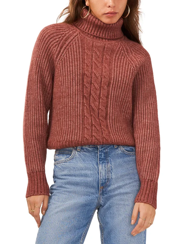 Womens Knit Ribbed Trim Turtleneck Sweater Wool Sweater Cotton Sweater Cashmere Sweater