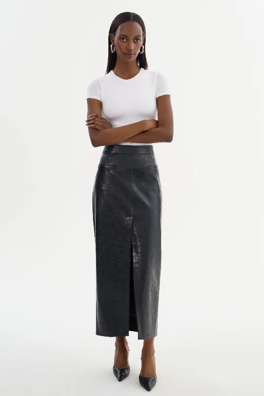 YVETTE | Faux Leather Maxi Skirt wrap skirt elegant